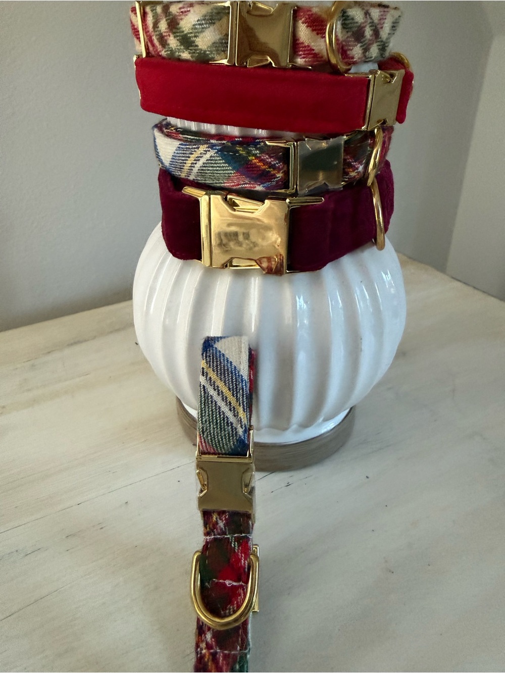 The Foggy Dog Plaid Velvet Burgundy Print w/ Gold Hardware Sz S